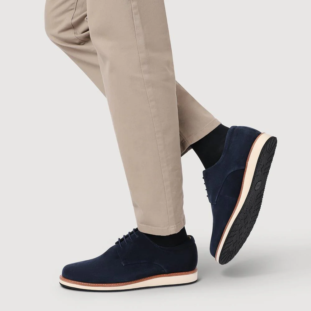 Longfield Wide Fit Leather Lace Up Shoes - LONGFIELD / 328 100 - Navy Suede - Image 5