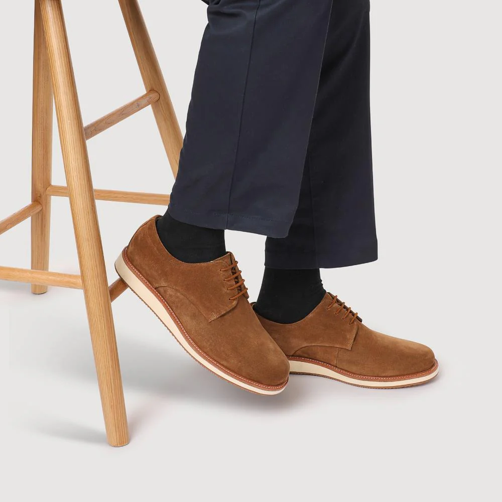Longfield Wide Fit Leather Lace Up Shoes - LONGFIELD / 328 100 - Tan Suede - Image 5