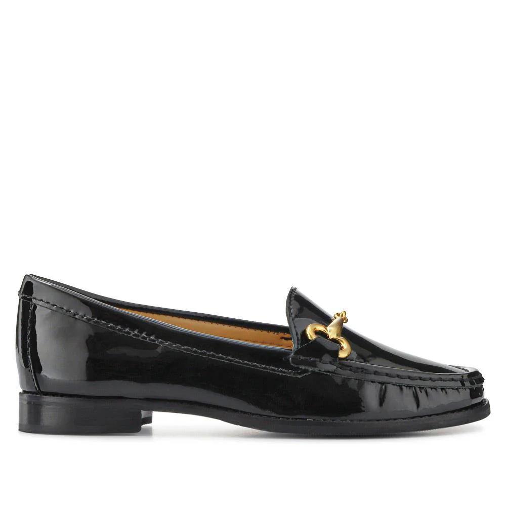 Lorella Leather Heeled Loafers - LORELLA / 327 456 - Black Patent - Image 2