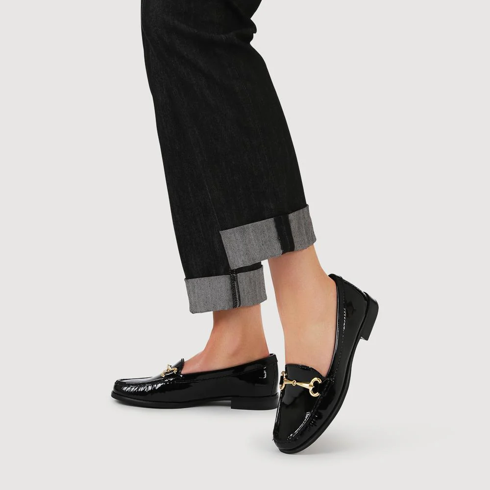 Lorella Leather Heeled Loafers - LORELLA / 327 456 - Black Patent - Image 5
