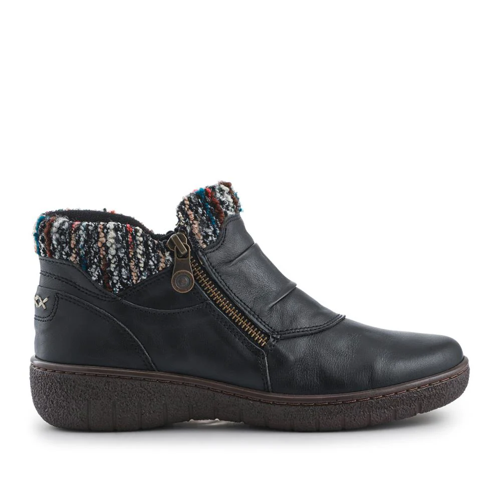 Loretta Knitted Cuff Zip-Up Boots - HAK42005 / 328 443 - Black - Image 2
