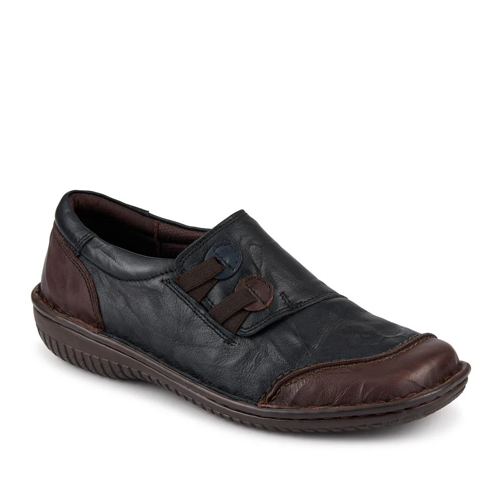 Loretta Leather Comfort Slip Ons - HAK42012 / 328 512 - Black-Brown
