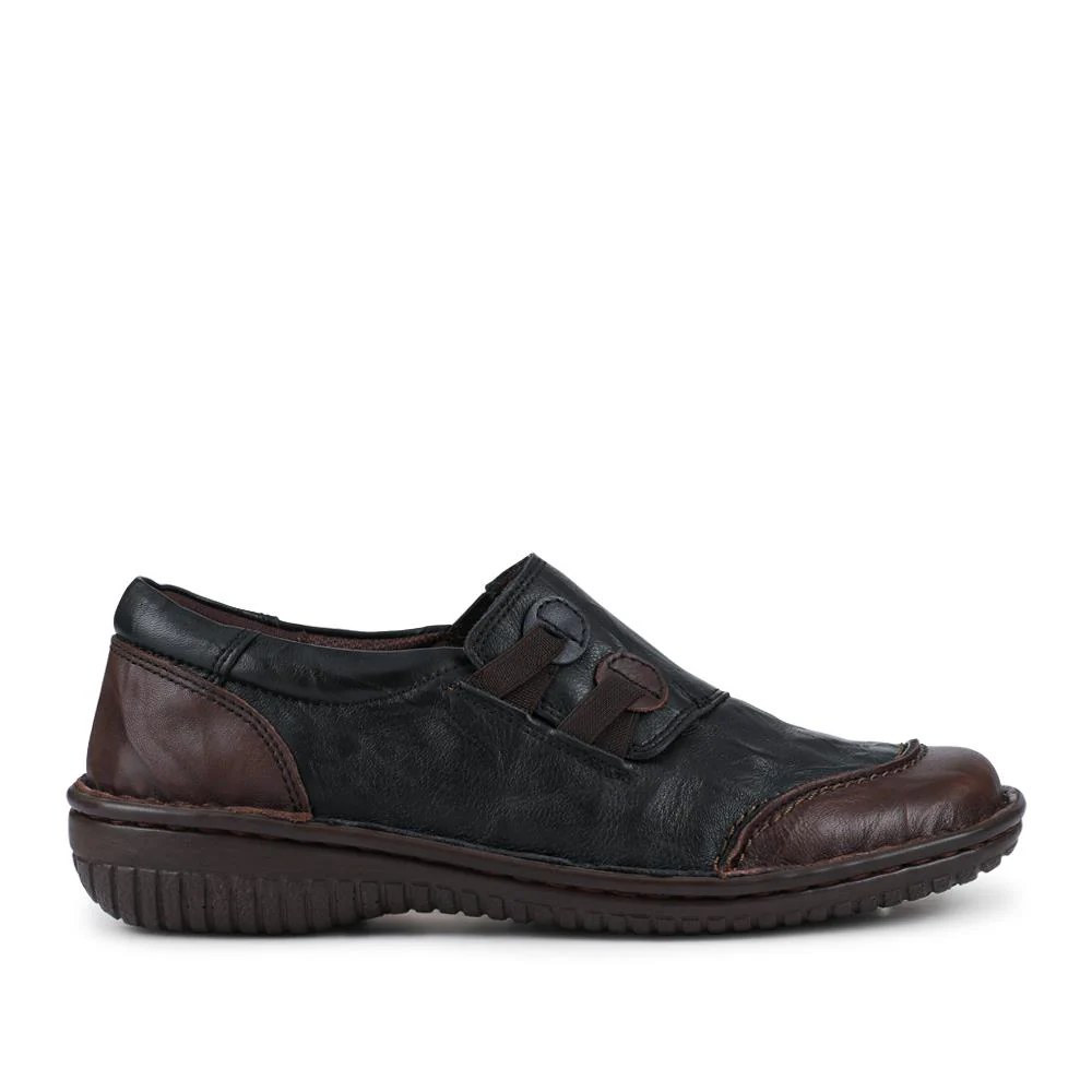 Loretta Leather Comfort Slip Ons - HAK42012 / 328 512 - Black-Brown - Image 2