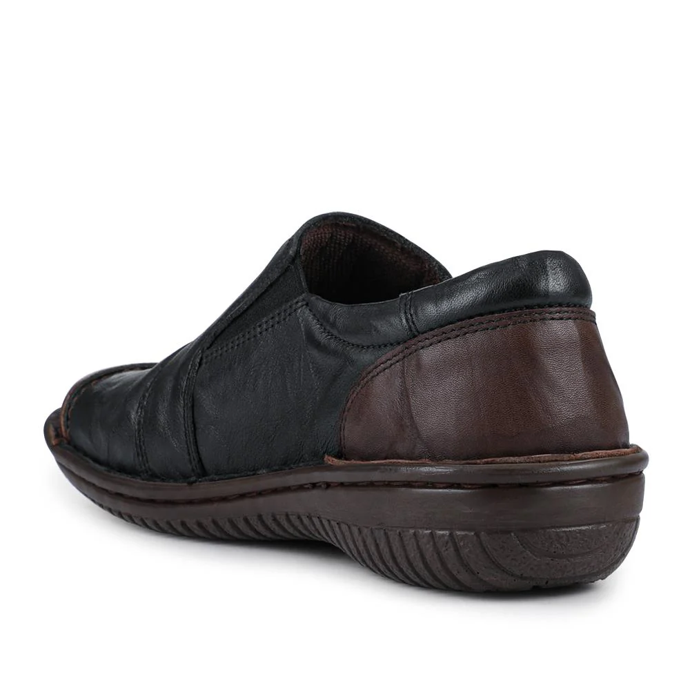 Loretta Leather Comfort Slip Ons - HAK42012 / 328 512 - Black-Brown - Image 3