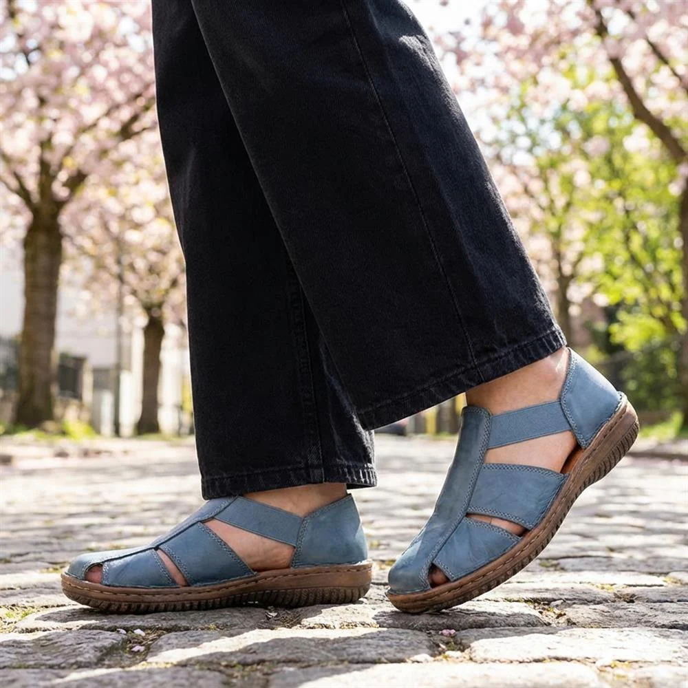 Loretta Leather Elasticated Slip On Shoes - HAK43001 / 329 375 - Denim - Image 2
