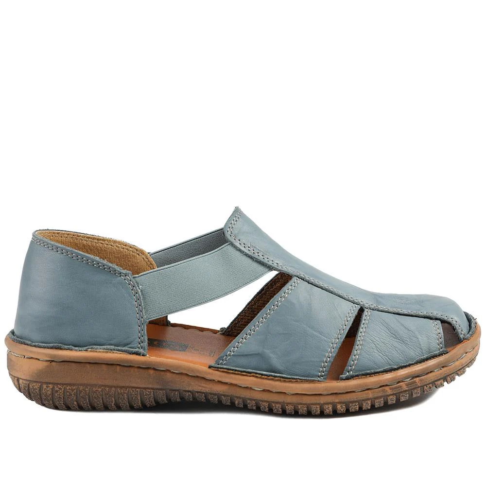 Loretta Leather Elasticated Slip On Shoes - HAK43001 / 329 375 - Denim - Image 3