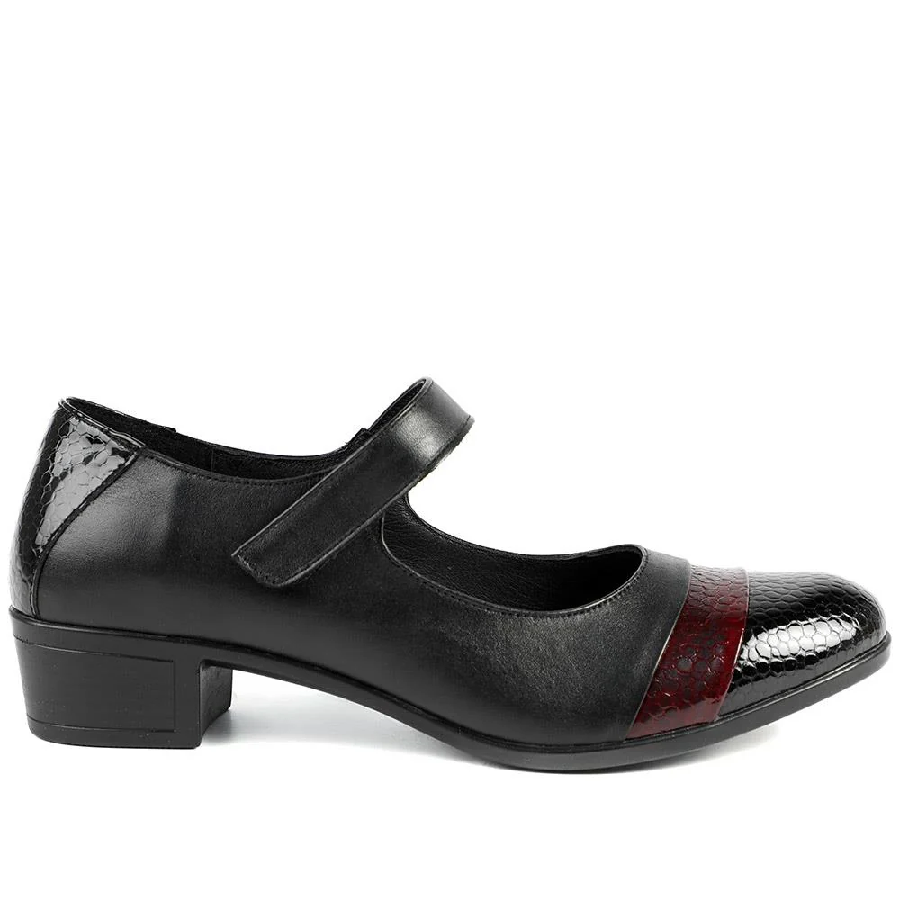 Loretta Leather Touch Fasten Mary Janes - HAK24007 / 308 968 - Black Multi - Image 2