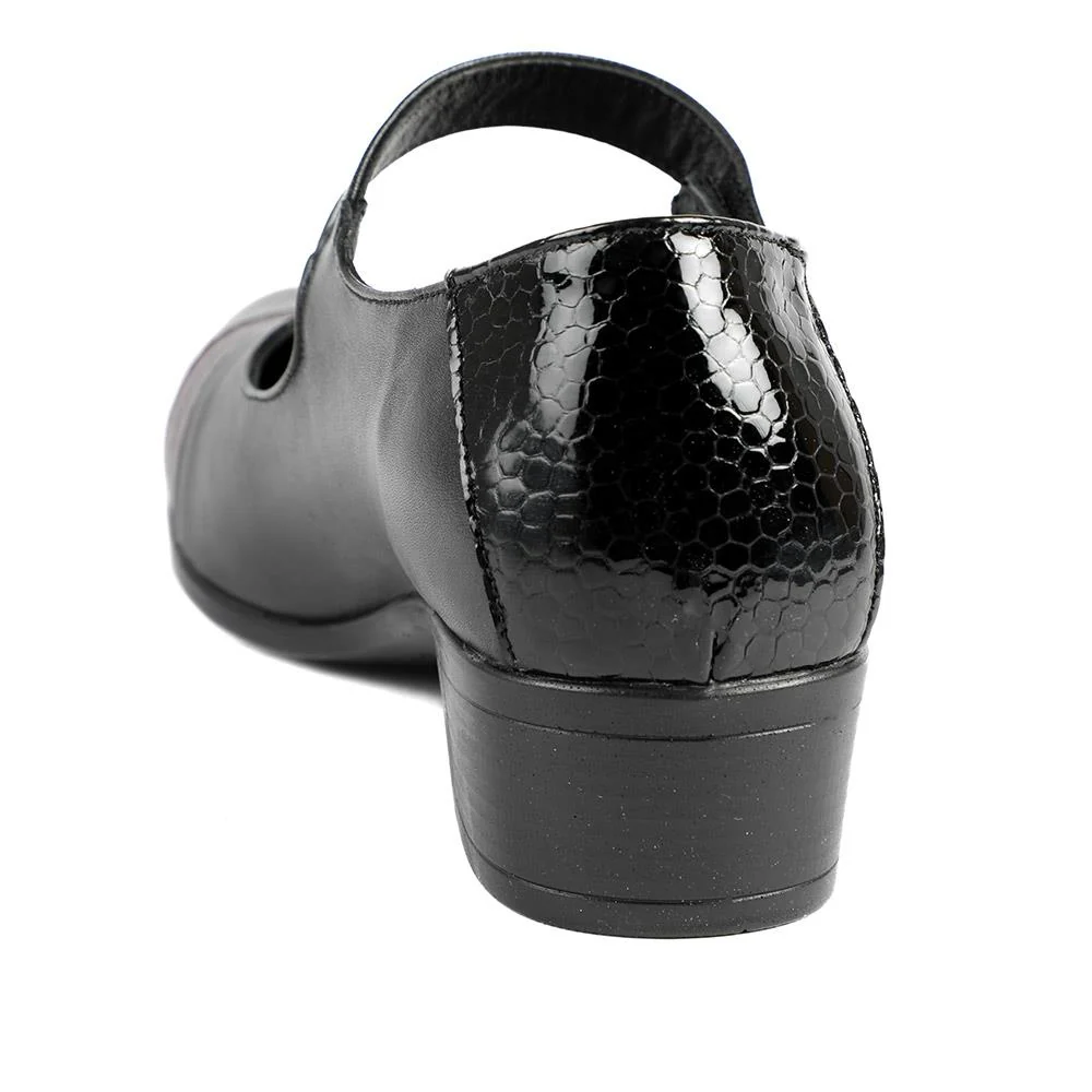 Loretta Leather Touch Fasten Mary Janes - HAK24007 / 308 968 - Black Multi - Image 3