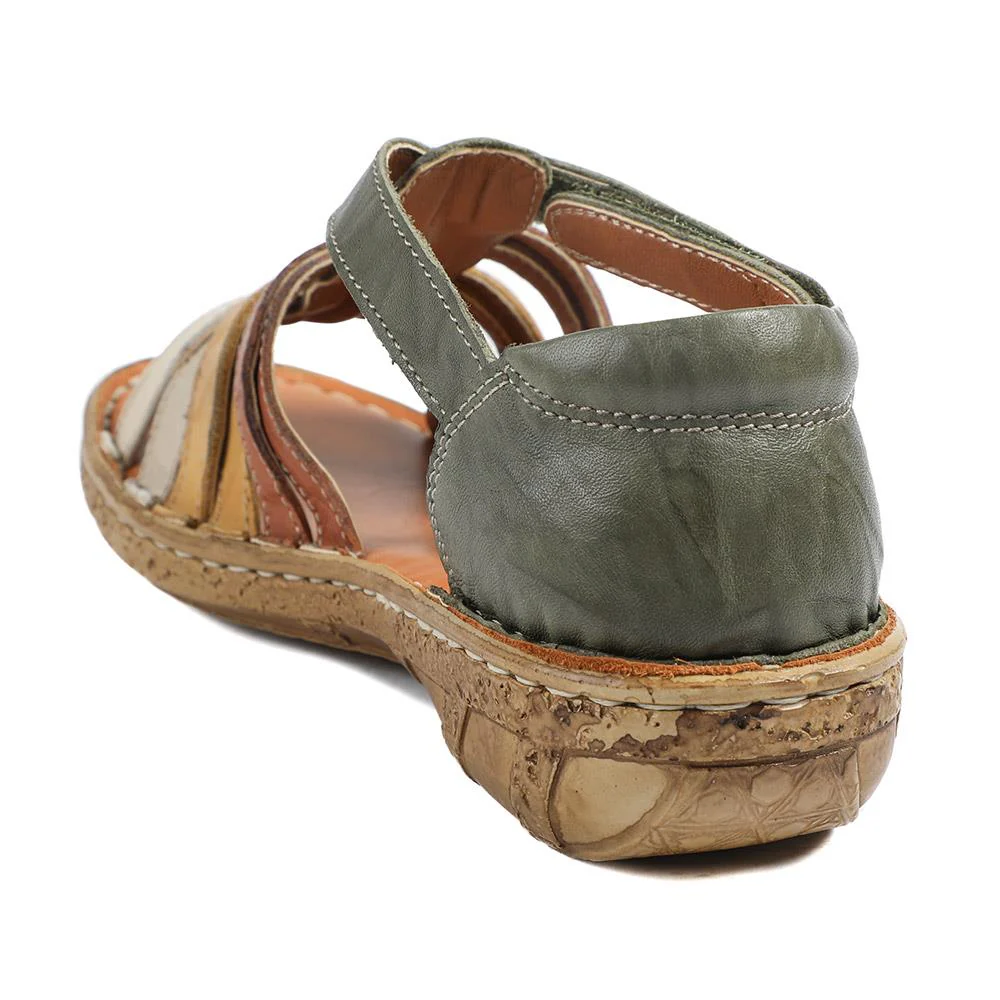 Loretta Leather Touch Fasten Sandals - HAK43000 / 329 237 - Khaki Multi - Image 4