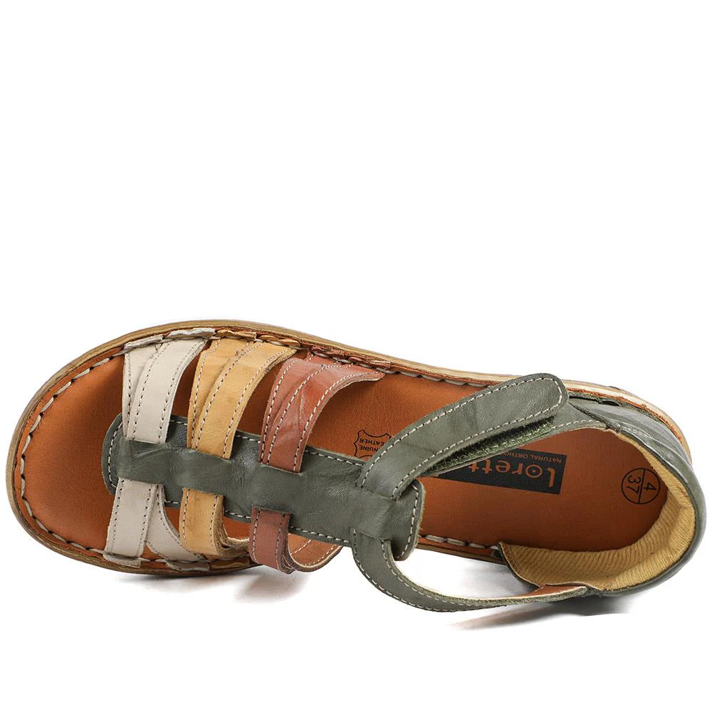 Loretta Leather Touch Fasten Sandals - HAK43000 / 329 237 - Khaki Multi - Image 5
