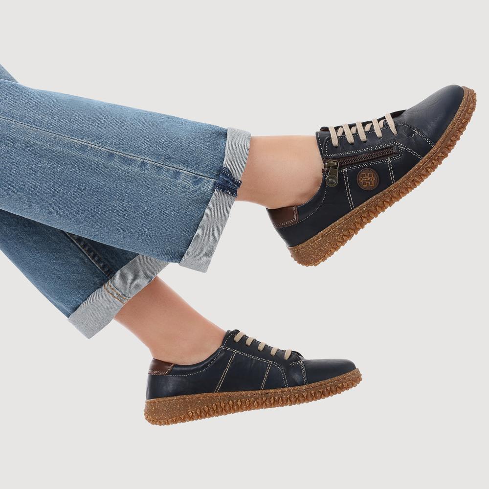 Loretta Leather Trainers - HAK38023 / 324 496 - Navy - Image 5