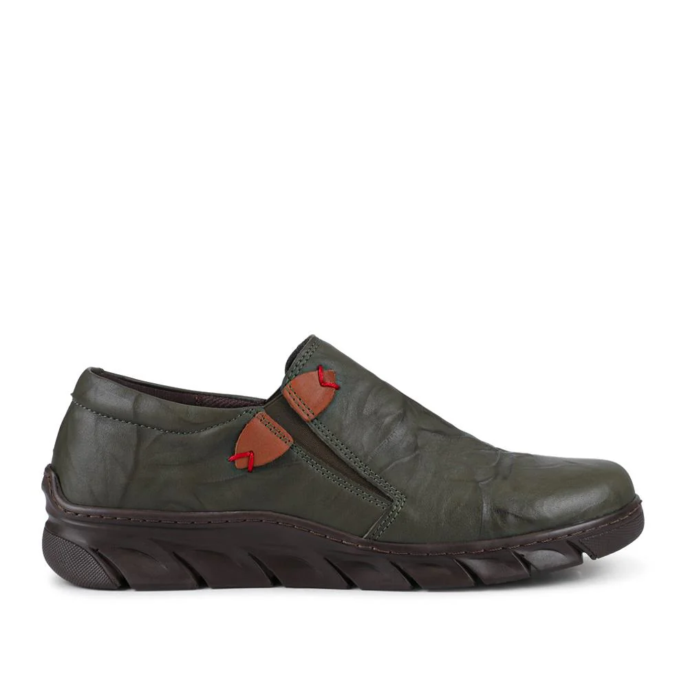 Loretta Slip On Leather Shoes - HAK42013 / 328 513 - Khaki - Image 2