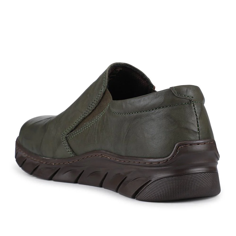 Loretta Slip On Leather Shoes - HAK42013 / 328 513 - Khaki - Image 3