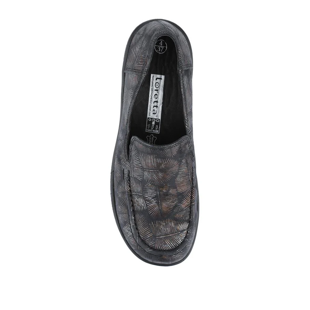 Loretta Smart Leather Loafers - HAK42002 / 327 851 - Black-Metallic Print - Image 4