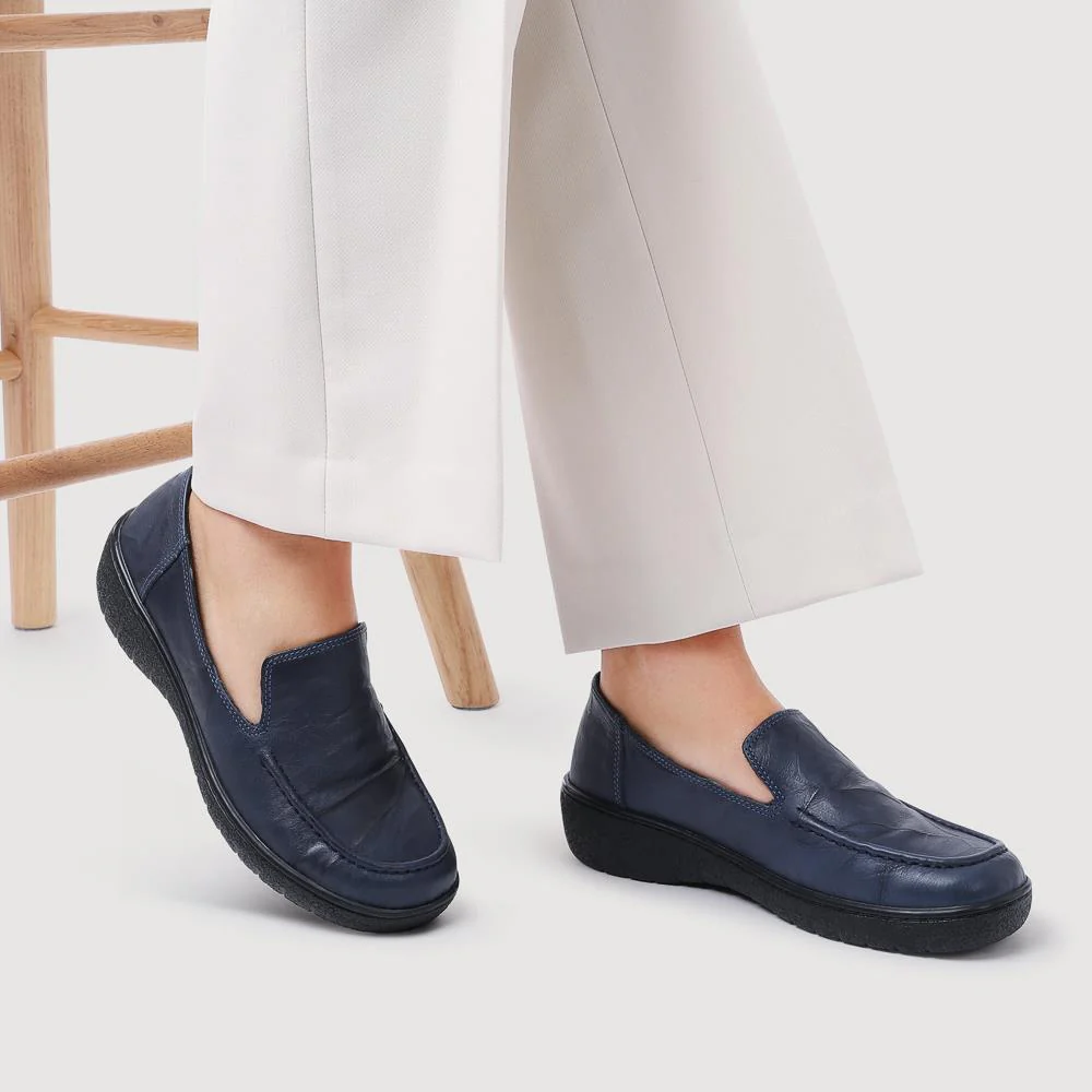 Loretta Smart Leather Loafers - HAK42002 / 327 851 - Navy - Image 5