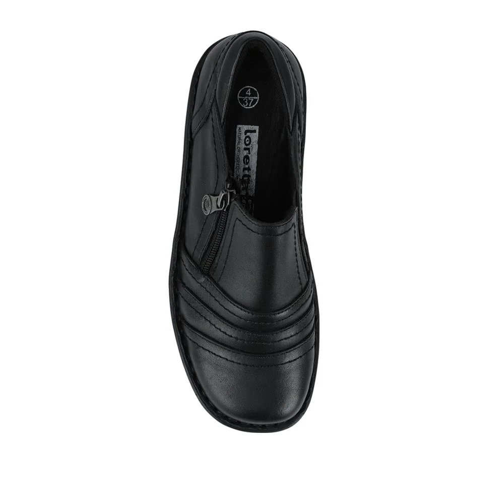 Loretta Wide Fit Leather Handmade Slip-Ons - HAK42017 / 328 589 - Black - Image 4