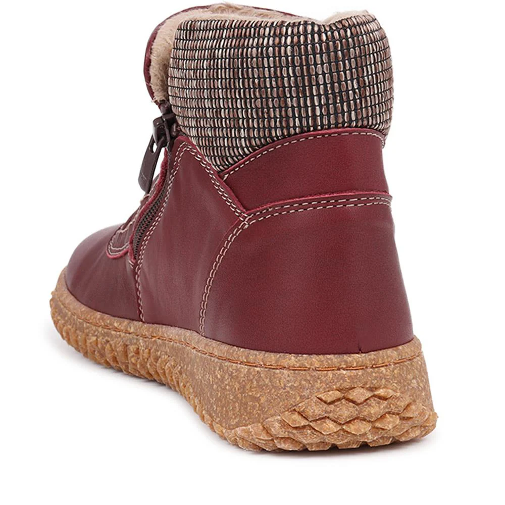Loretta Zip-Up Boots - HAK38015 / 324 224 - Wine - Image 3