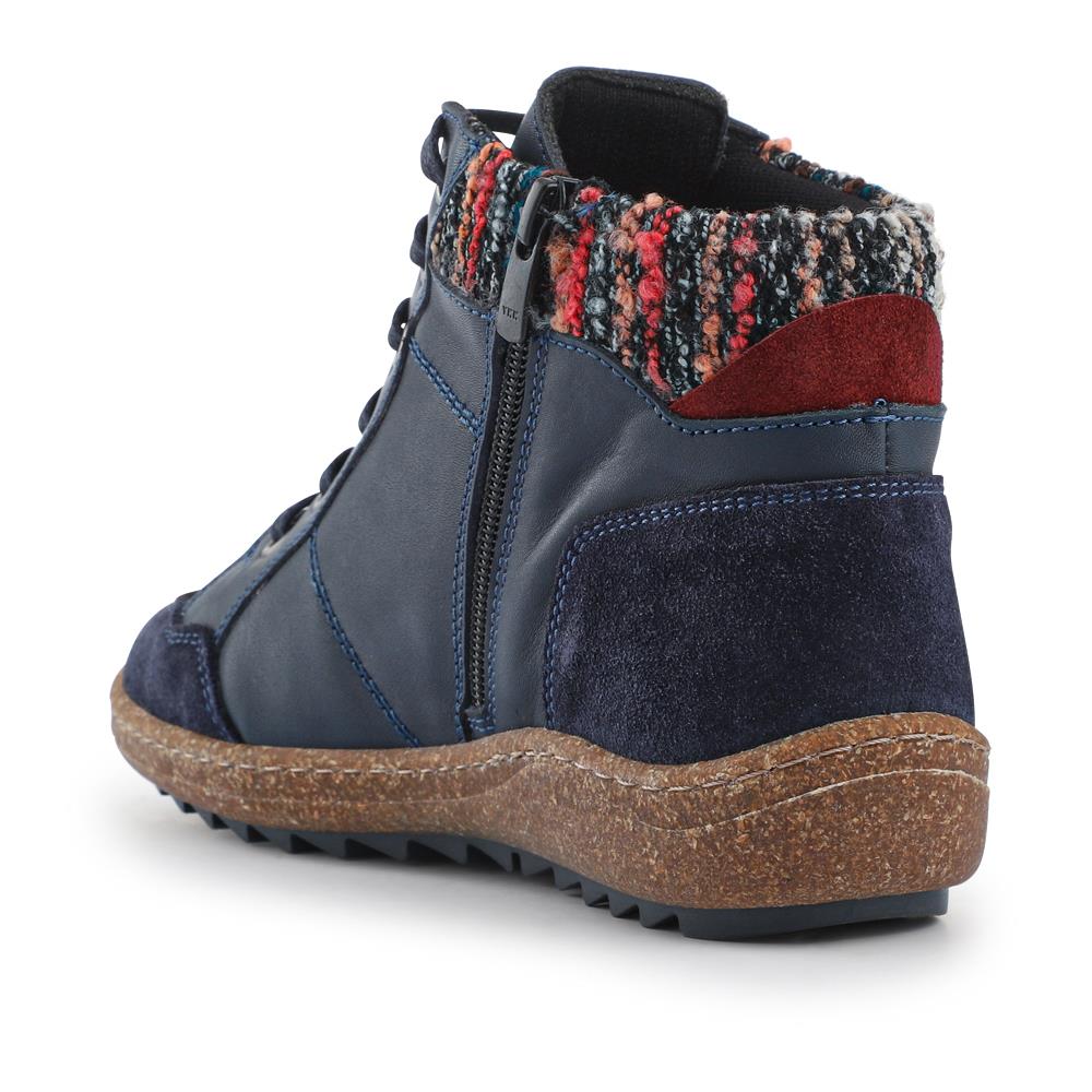 Loretta Leather Knitted Cuff Chukka Boots - HAK42004 / 328 442 - Navy - Image 3