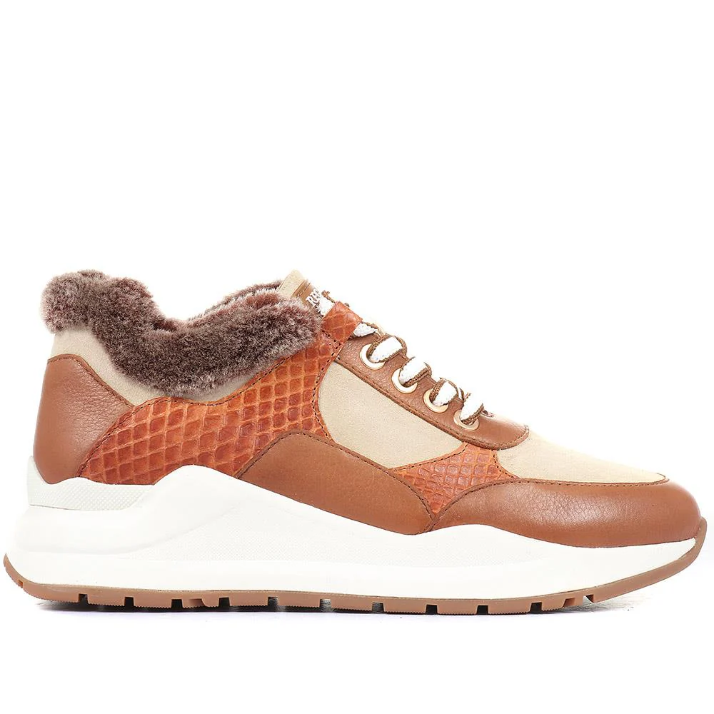 Luana Faux Fur Trim Trainers - SINO34532 / 321 013 - Tan Multi - Image 2