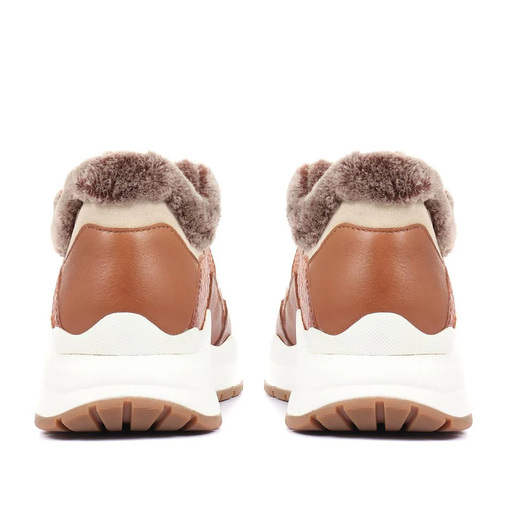 Luana Faux Fur Trim Trainers - SINO34532 / 321 013 - Tan Multi - Image 3