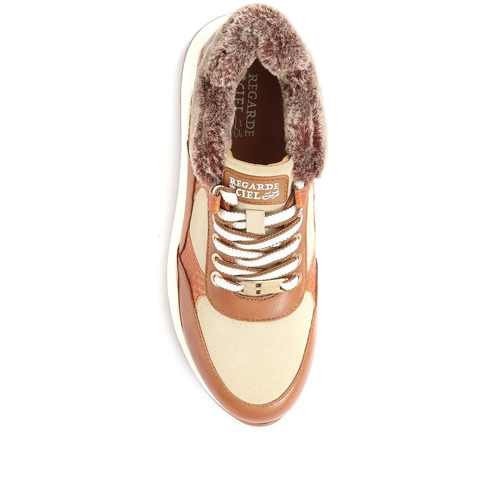 Luana Faux Fur Trim Trainers - SINO34532 / 321 013 - Tan Multi - Image 4