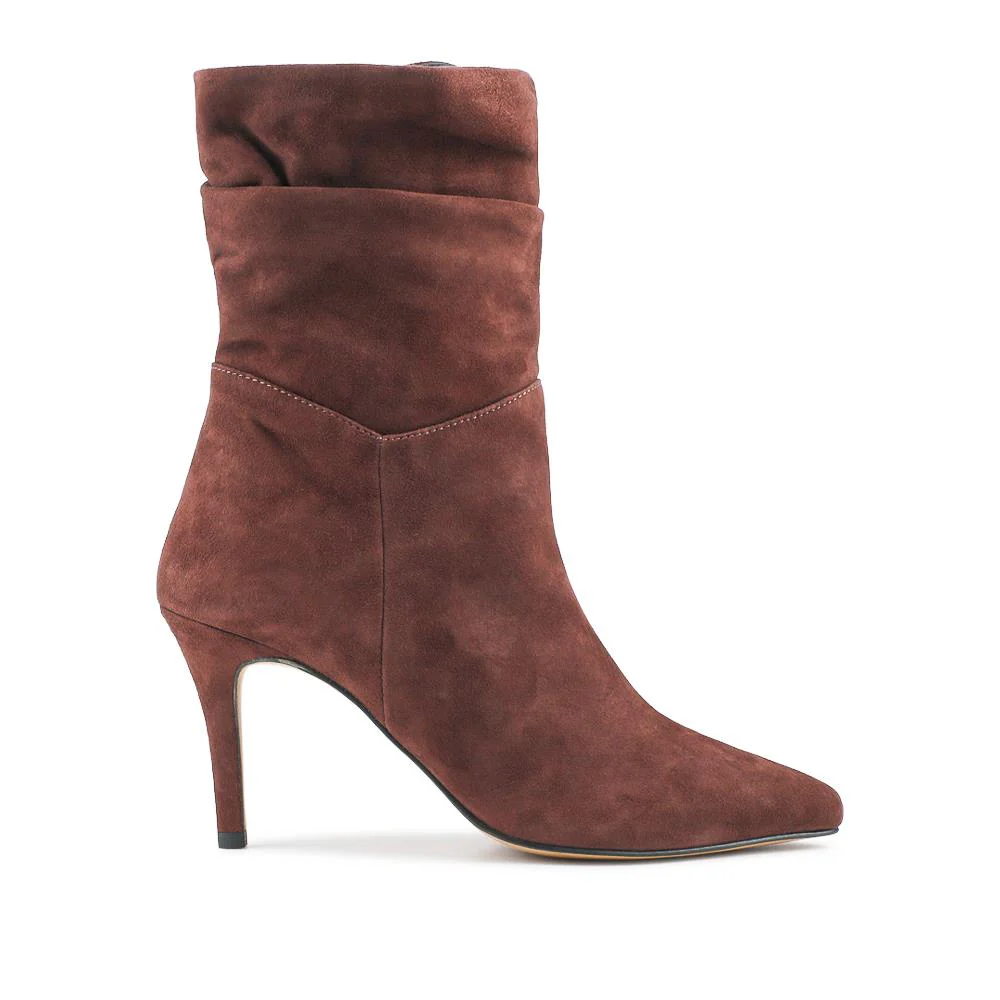 Luisa Leather Stiletto Heel Boots - LUISA / 324 250 - Burgundy Suede - Image 2