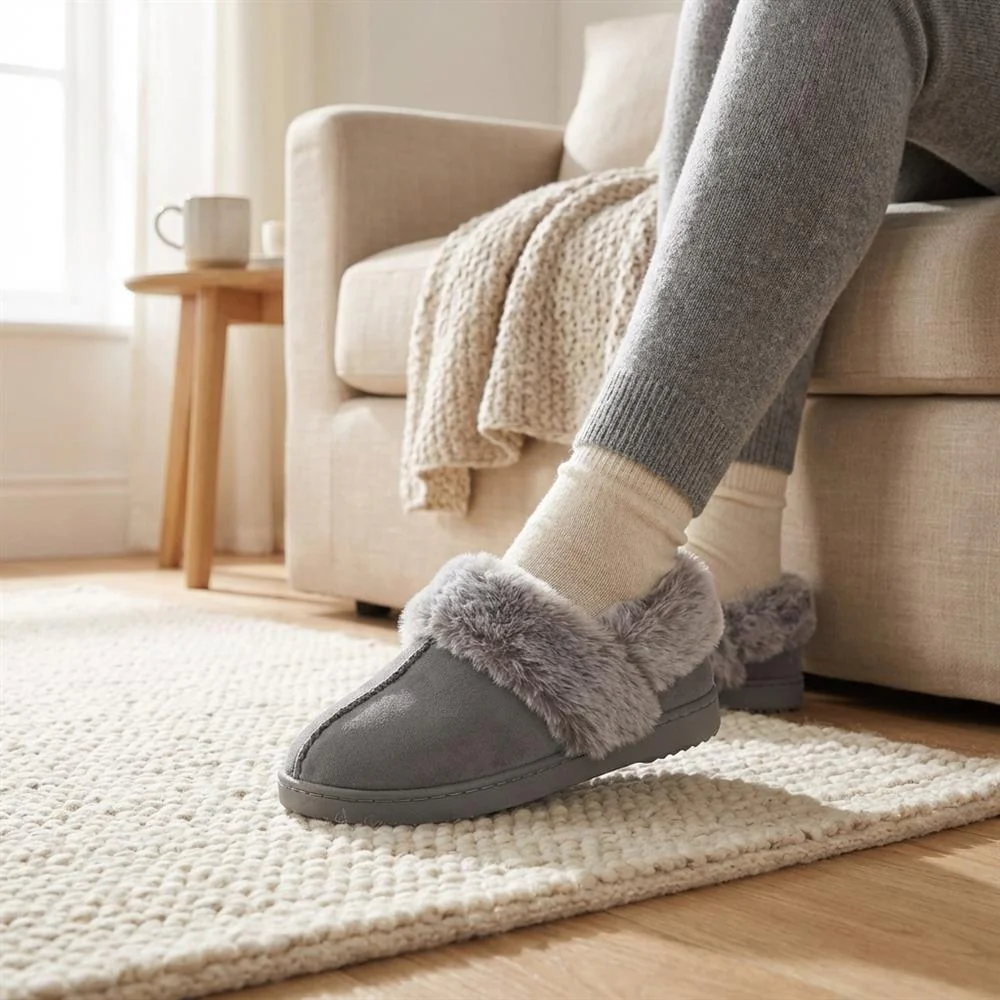 Luxury Velour Cushioned Slippers - GALOP42000 / 328 069 - Grey - Image 2
