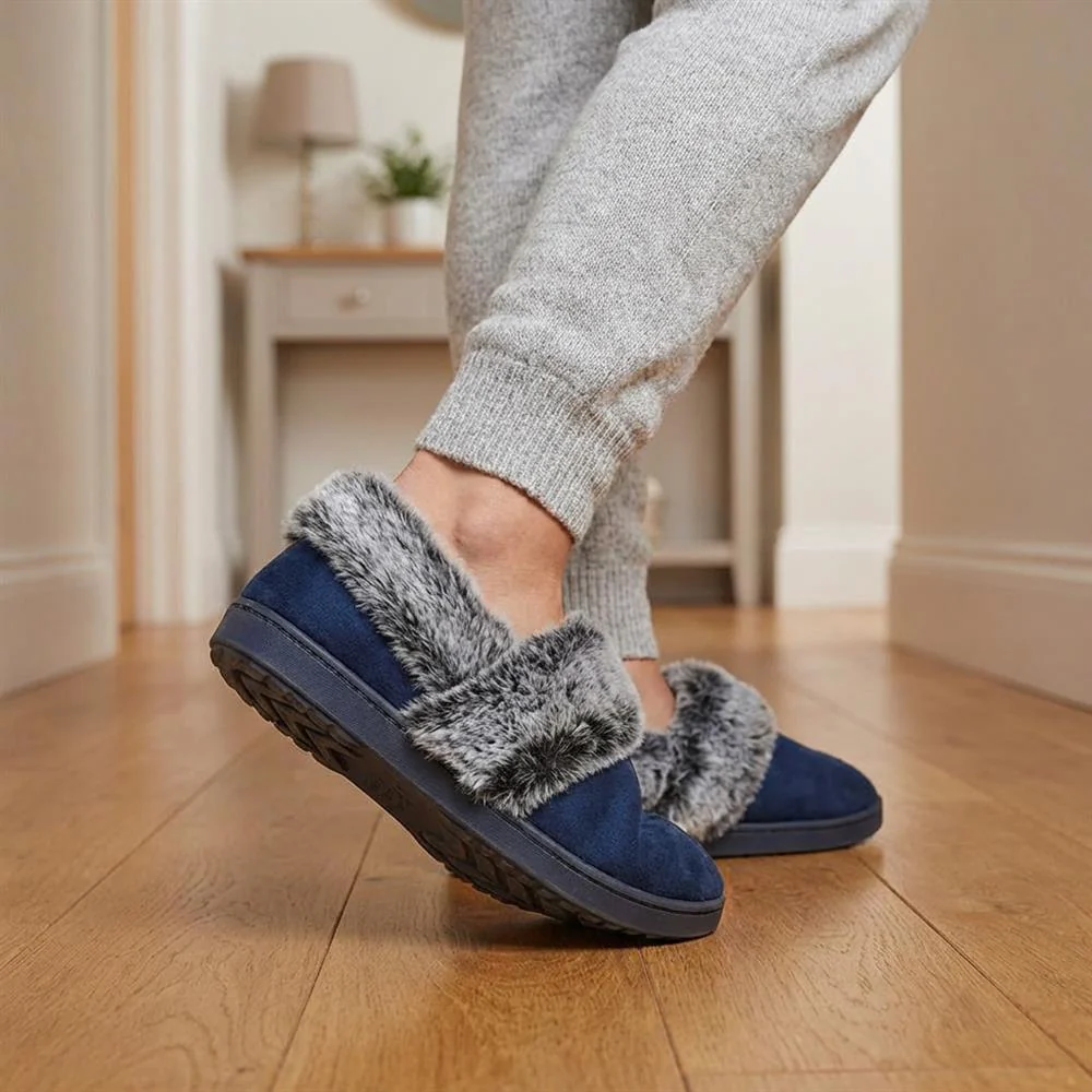 Luxury Velour Cushioned Slippers - GALOP42000 / 328 069 - Navy - Image 2