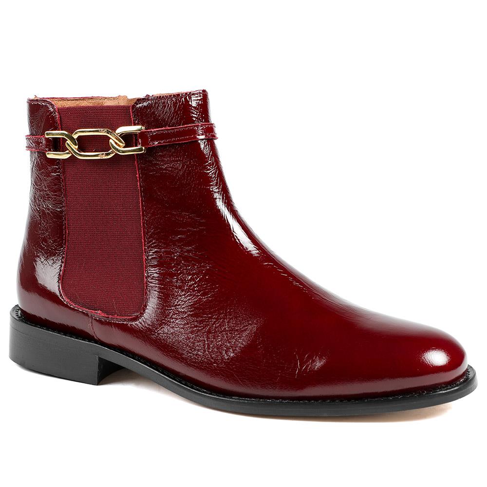 Madina Leather Elasticated Ankle Boots - MADINA / 328 557 - Burgundy Patent