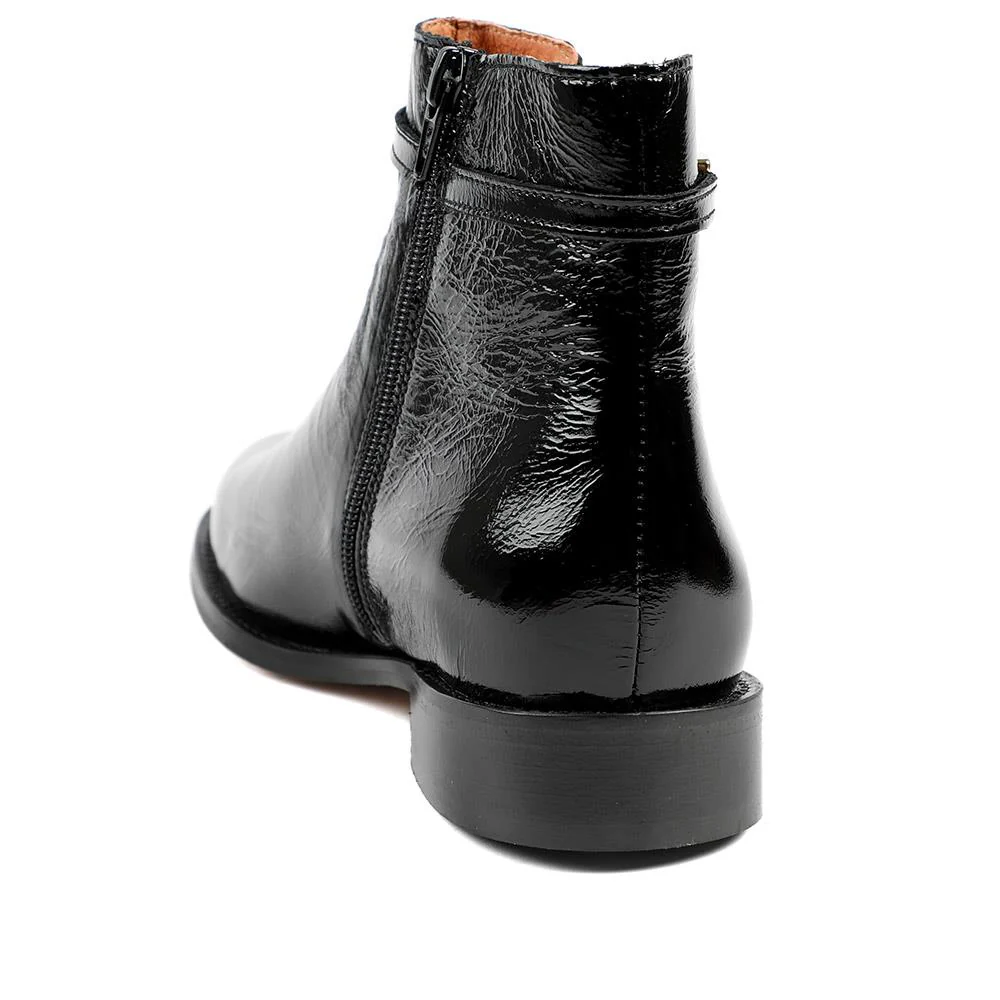 Madina Leather Elasticated Ankle Boots - MADINA / 328 557 - Black Patent - Image 3
