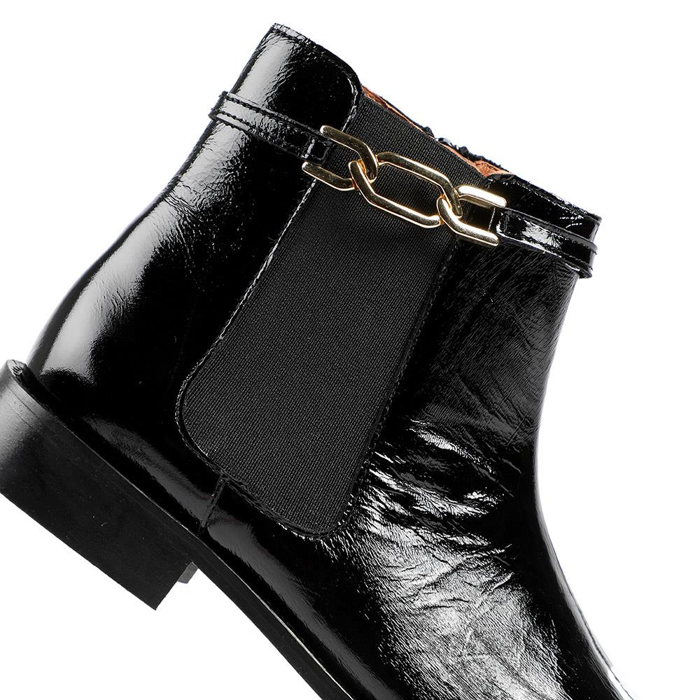 Madina Leather Elasticated Ankle Boots - MADINA / 328 557 - Black Patent - Image 5