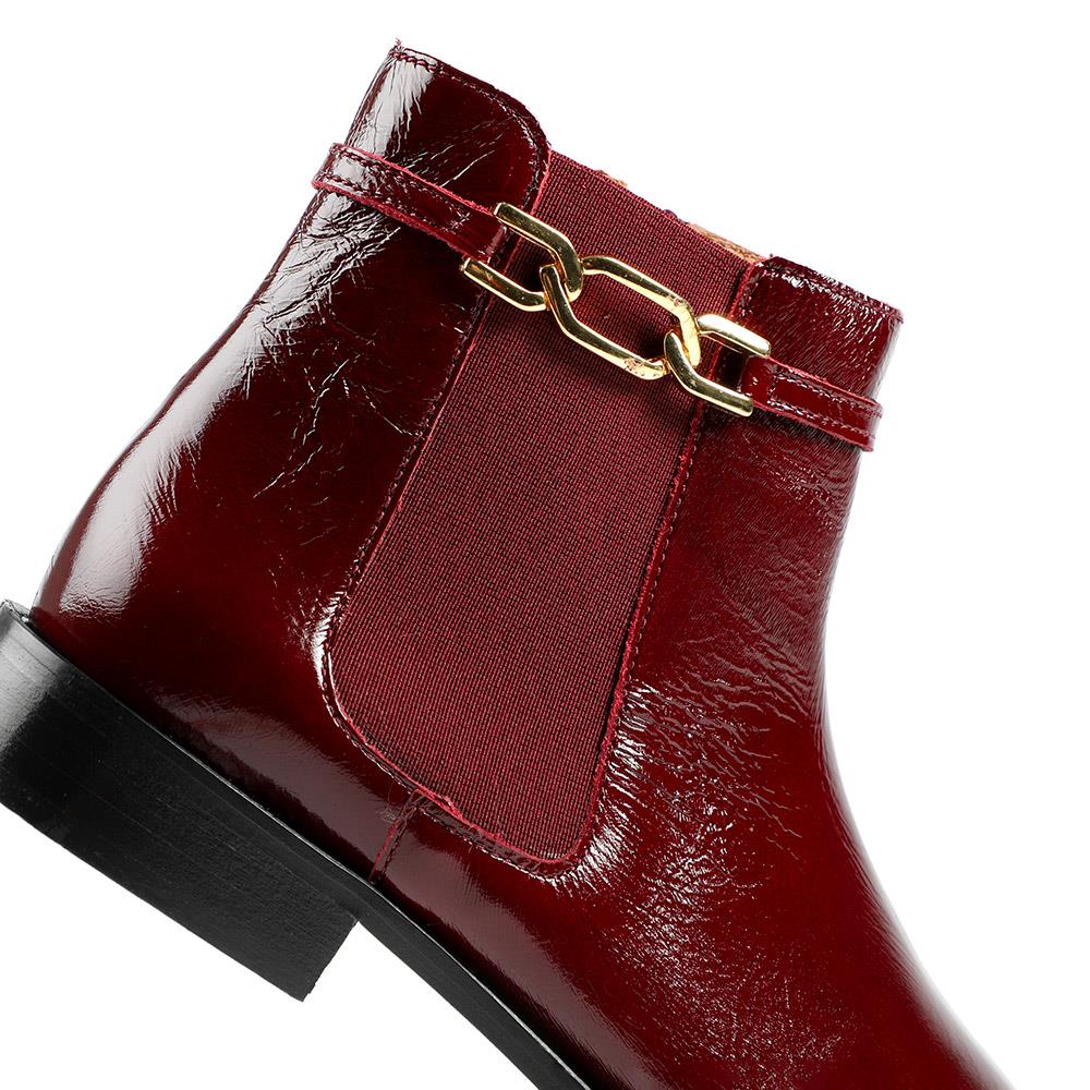 Madina Leather Elasticated Ankle Boots - MADINA / 328 557 - Burgundy Patent - Image 5