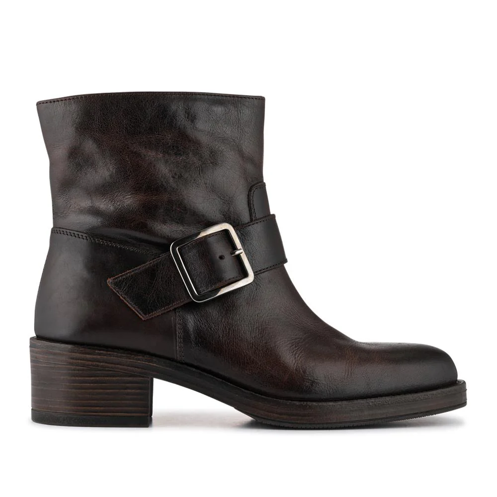 Madonna Chunky Leather Ankle Boots - MADONNA / 327 777 - Dark Brown - Image 2
