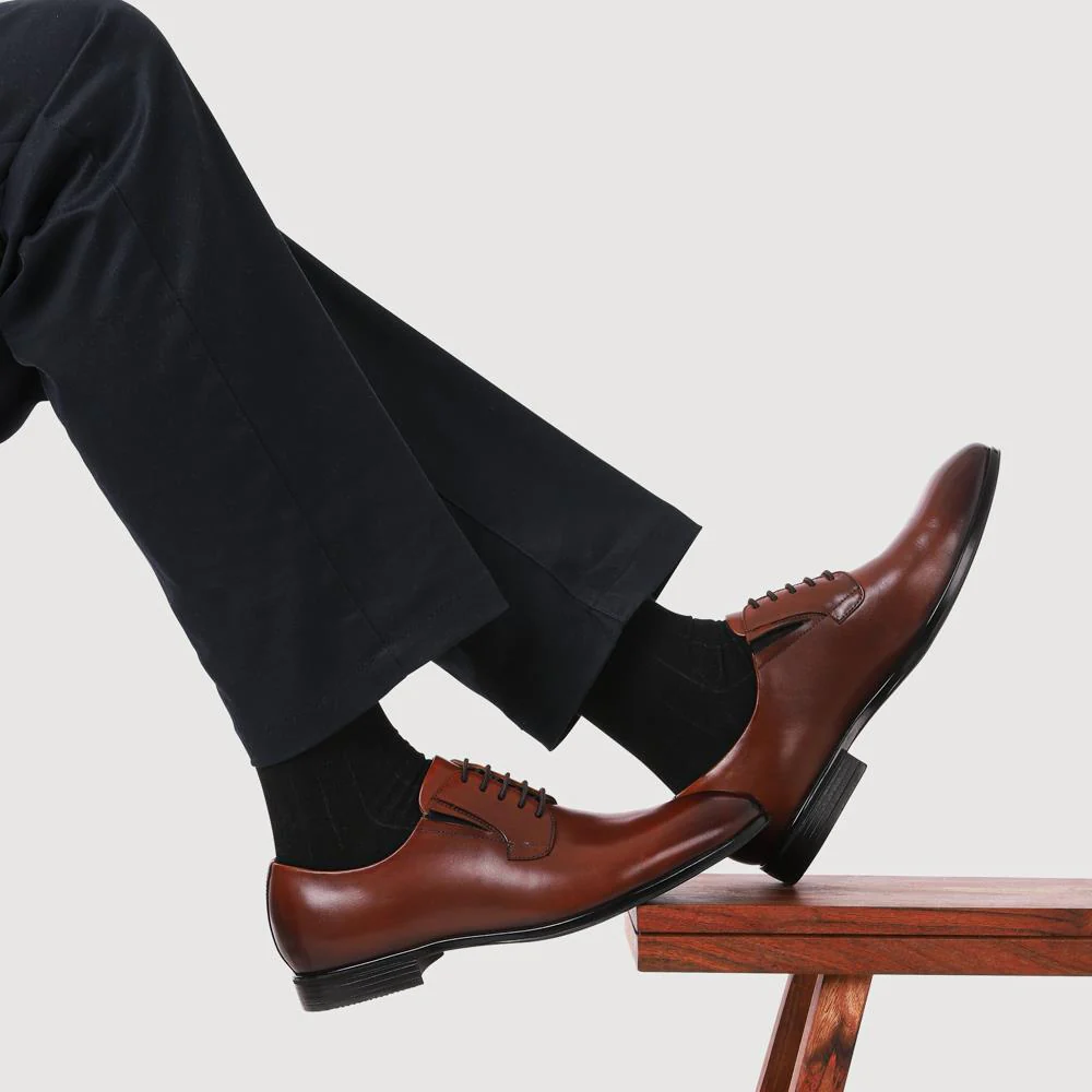 Manson Wide Fit Wax-Finished Leather Oxfords - MANSON / 327 066 - Cognac - Image 5