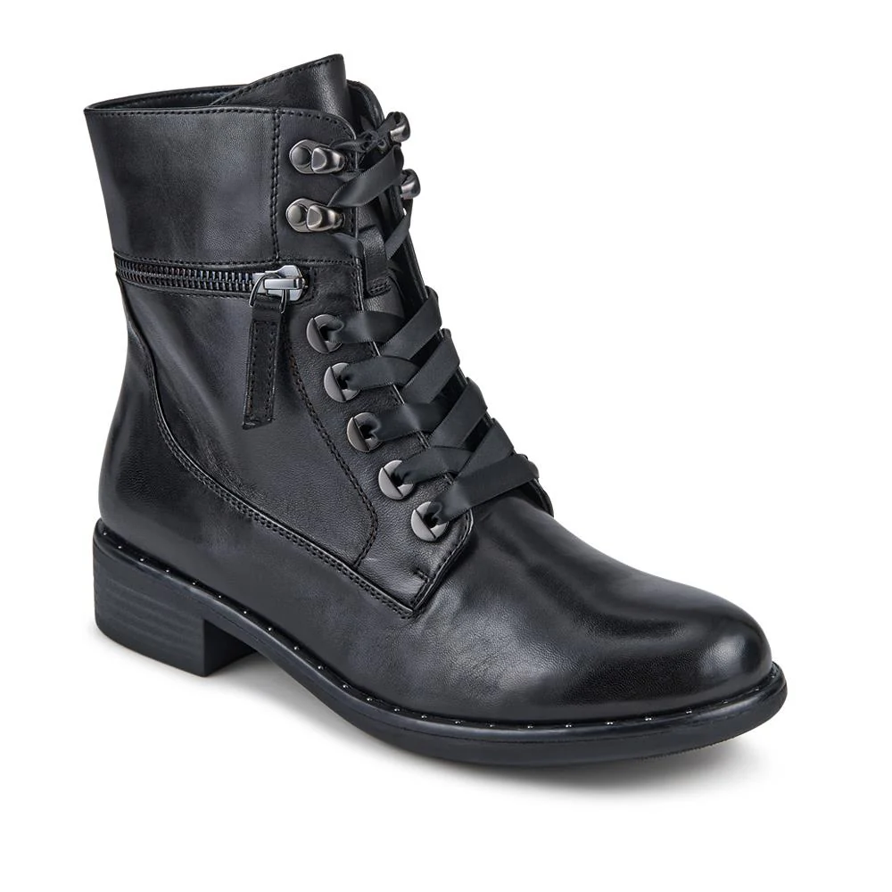 Margarita Leather Lace-Up Ankle Boots - MARGARITA / 328 019 - Black