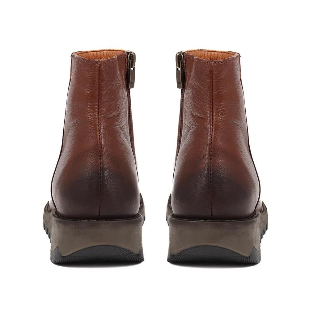 Mariane Leather Wedge Ankle Boots - MARIANE / 324 330 - Brown - Image 3
