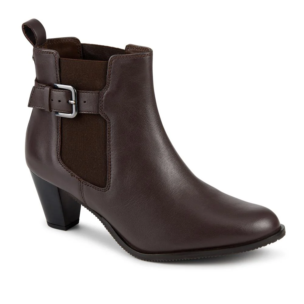 Marya Cuban Heel Leather Ankle Boots - MARYA / 327 843 - Brown