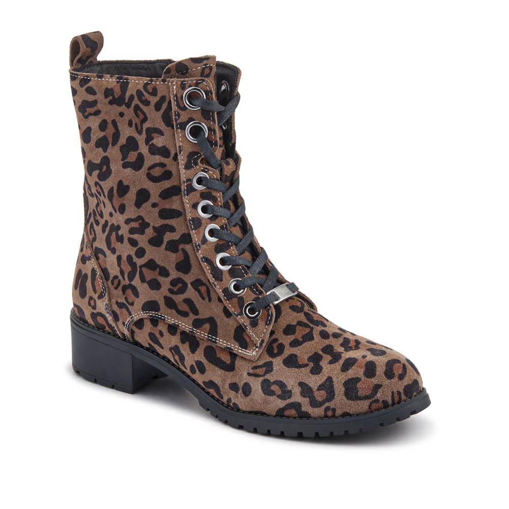 Maura Leather Block Heel Boots - MAURA / 328 026 - Leopard