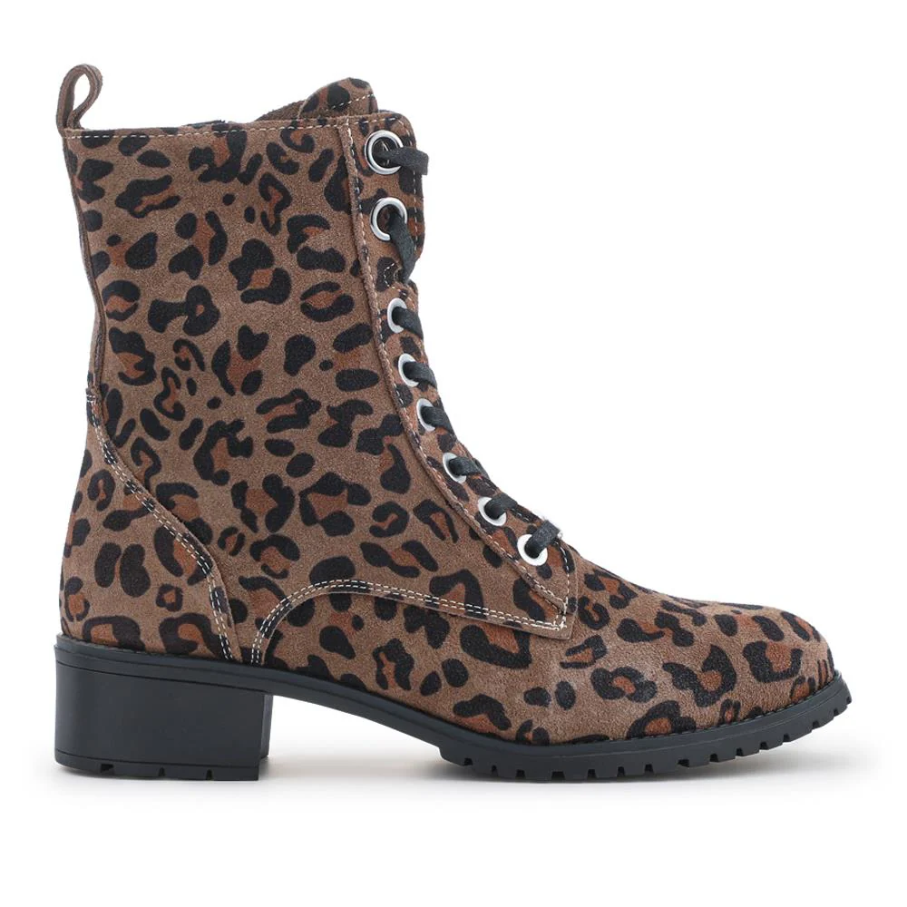 Maura Leather Block Heel Boots - MAURA / 328 026 - Leopard - Image 2