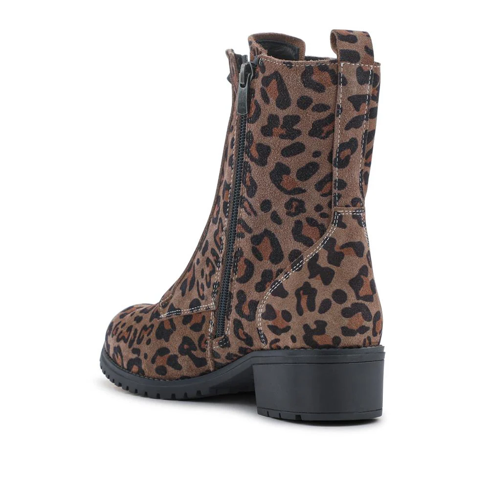Maura Leather Block Heel Boots - MAURA / 328 026 - Leopard - Image 3