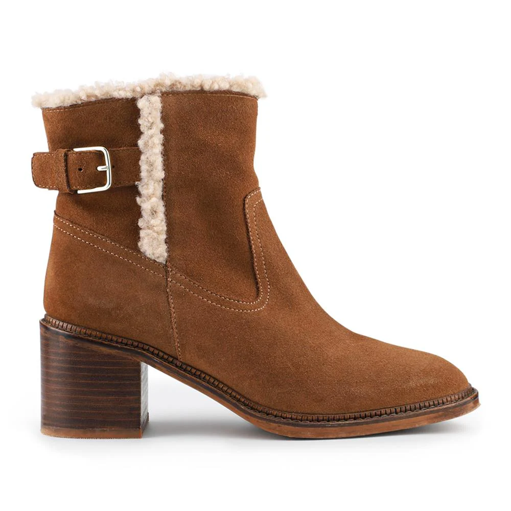 Mavis Leather Buckled Ankle Boots - MAVIS / 327 862 - Tan Suede - Image 2