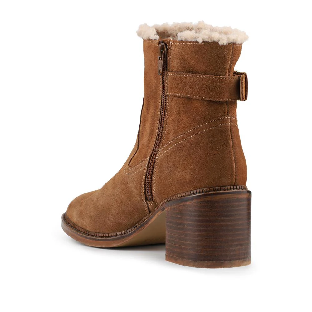 Mavis Leather Buckled Ankle Boots - MAVIS / 327 862 - Tan Suede - Image 3