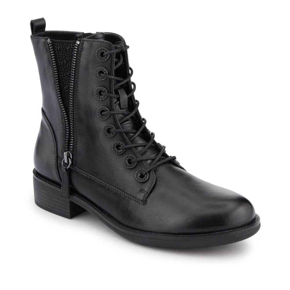Mckenna Leather Heeled Military Boots - MCKENNA / 328 020 - Black