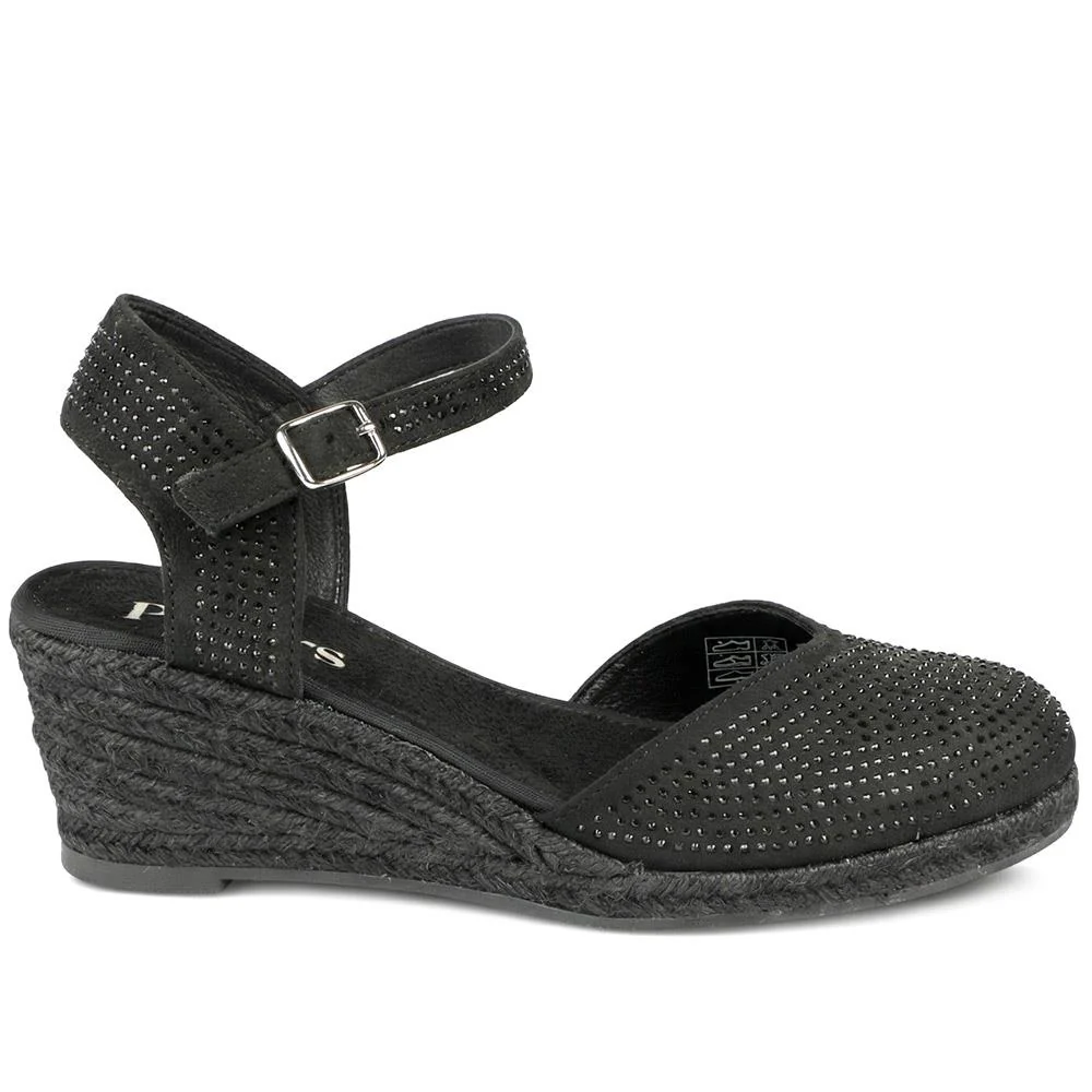 Memory Foam Buckled Espadrilles - WBINS43082 / 329 261 - Black - Image 2
