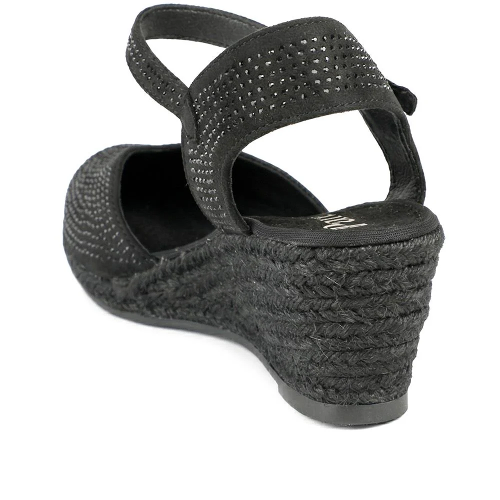 Memory Foam Buckled Espadrilles - WBINS43082 / 329 261 - Black - Image 3
