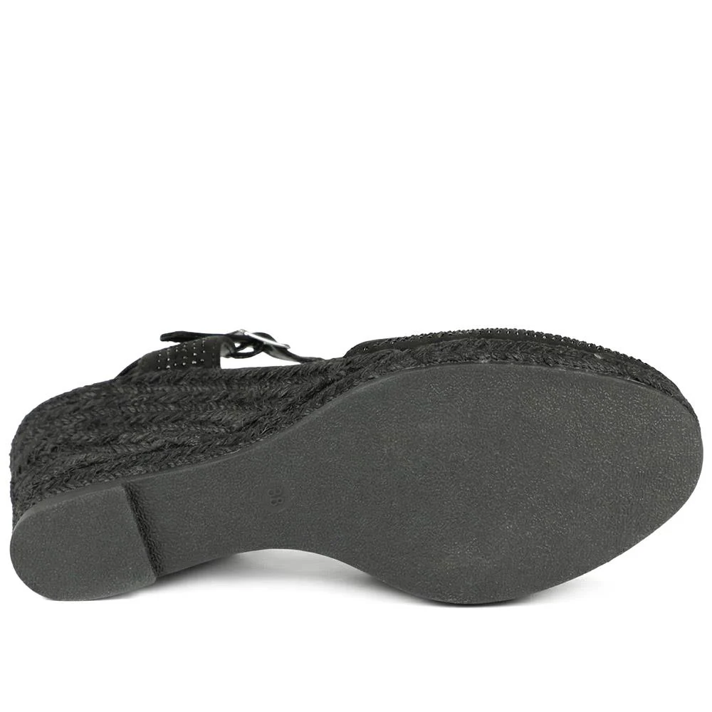 Memory Foam Buckled Espadrilles - WBINS43082 / 329 261 - Black - Image 5