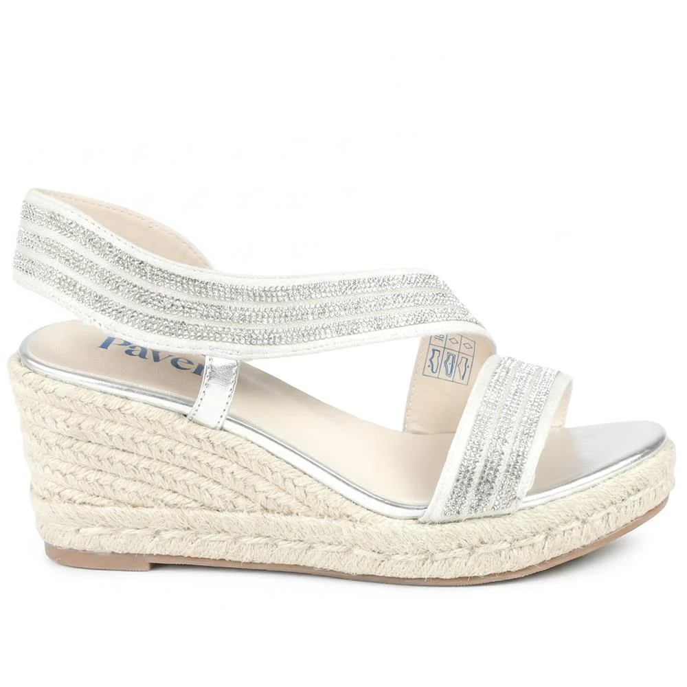Memory Foam Elastic Fit Espadrilles - WBINS43083 / 329 262 - Silver - Image 2