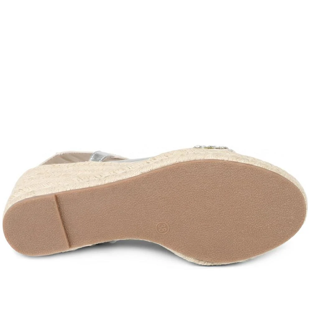 Memory Foam Elastic Fit Espadrilles - WBINS43083 / 329 262 - Silver - Image 5