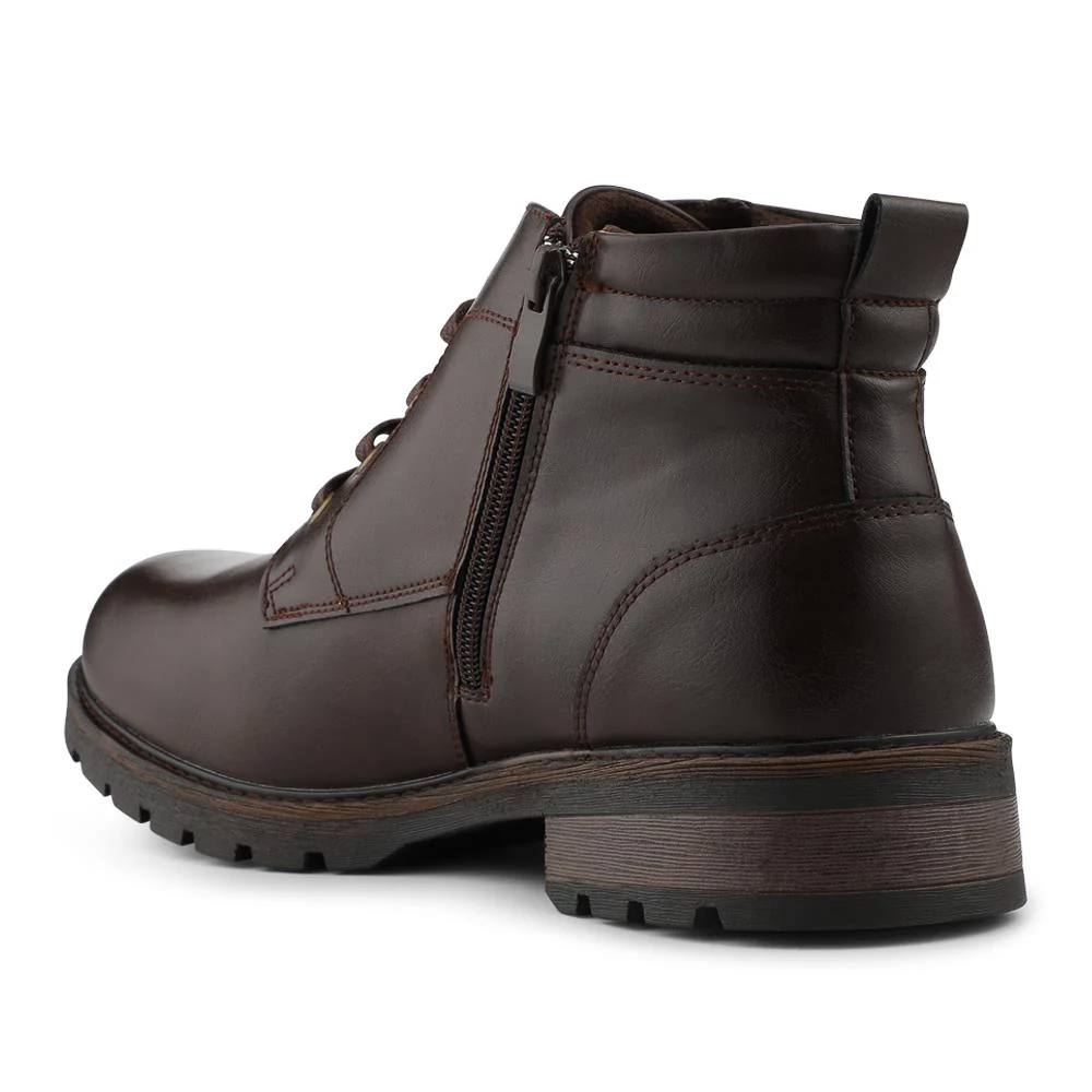 Memory Foam Lace Up Boots With Zip Fastening - JIAHU42000 / 328 612 - Brown - Image 3