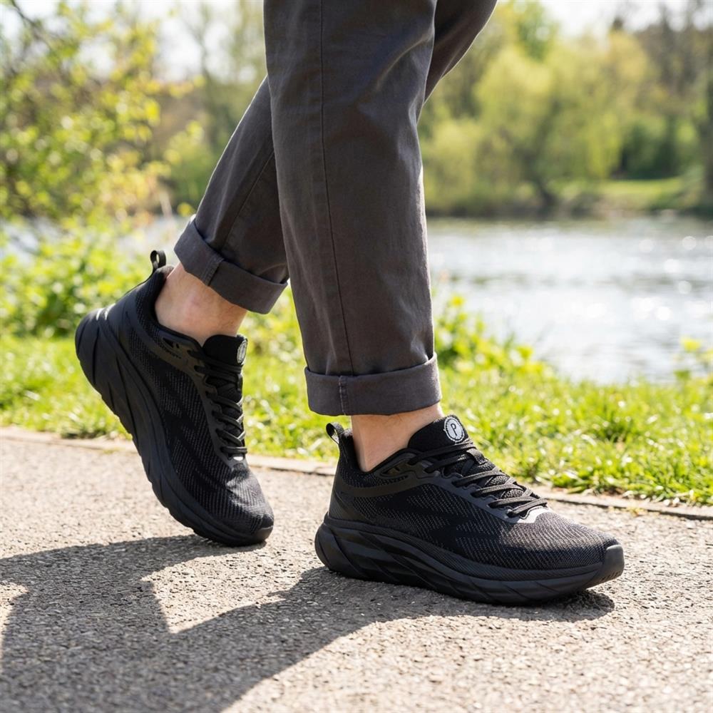 Easy Step In Memory Foam Lace Up Trainers - SUNCH41001 / 327 561 - Black - Image 2